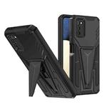 For Samsung Galaxy A02s 164mm Super V Armor PC + TPU Shockproof Case with Invisible Holder(Black)
