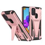 For Samsung Galaxy A21s Super V Armor PC + TPU Shockproof Case with Invisible Holder(Rose Gold)