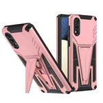 For Samsung Galaxy A02 Super V Armor PC + TPU Shockproof Case with Invisible Holder(Rose Gold)