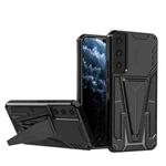 For Samsung Galaxy S22 5G Super V Armor PC + TPU Shockproof Case with Invisible Holder(Black)