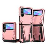 For Samsung Galaxy Z Flip3 5G Super V Armor PC + TPU Shockproof Case with Invisible Holder(Rose Gold)