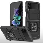 For Samsung Galaxy Z Flip3 5G Magnetic Armor Shockproof TPU + PC Folding Case with Metal Ring Holder(Black)