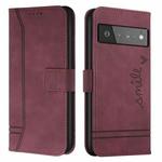 For Google Pixel 6 Pro Retro Skin Feel Horizontal Flip Soft TPU + PU Leather Case(Wine Red)