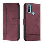 For Motorola Moto E20 Retro Skin Feel Horizontal Flip Soft TPU + PU Leather Case(Wine Red)