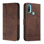 For Motorola Moto E20 Retro Skin Feel Horizontal Flip Soft TPU + PU Leather Case(Coffee)