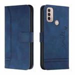 For Motorola Moto E40 Retro Skin Feel Horizontal Flip Soft TPU + PU Leather Case(Blue)