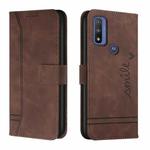 For Motorola Moto G Pure Retro Skin Feel Horizontal Flip Soft TPU + PU Leather Case(Coffee)