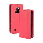 For Doogee S88 Plus / S88 Pro Magnetic Buckle Retro Crazy Horse Texture Horizontal Flip Leather Case with Holder & Card Slots & Photo Frame(Red)