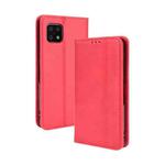 For Aquos Sense6 Magnetic Buckle Retro Crazy Horse Texture Horizontal Flip Leather Case with Holder & Card Slots & Photo Frame(Red)