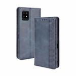 For Aquos Zero6 Magnetic Buckle Retro Crazy Horse Texture Horizontal Flip Leather Case with Holder & Card Slots & Photo Frame(Blue)