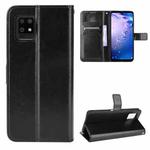 For Aquos Zero6 Crazy Horse Texture Horizontal Flip Leather Case with Holder & Card Slots & Lanyard(Black)