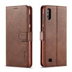 For Galaxy A10 / M10 LC.IMEEKE Calf Texture Horizontal Flip Leather Case, with Holder & Card Slots & Wallet(Brown)