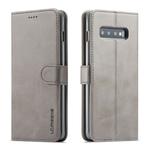 For Galaxy S10 Plus LC.IMEEKE Calf Texture Horizontal Flip Leather Case, with Holder & Card Slots & Wallet(Grey)