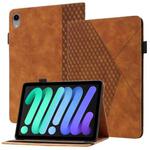 For iPad mini 6 Rhombus Skin Feel Horizontal Flip Tablet Case with Card Slots & Holder & Sleep / Wake-up Function(Brown)