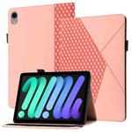 For iPad mini 6 Rhombus Skin Feel Horizontal Flip Tablet Case with Card Slots & Holder & Sleep / Wake-up Function(Rose Gold)