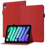 For iPad mini 6 Rhombus Skin Feel Horizontal Flip Tablet Case with Card Slots & Holder & Sleep / Wake-up Function(Red)