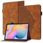 For Samsung Galaxy Tab S6 Lite SM-P610/T615 Rhombus Skin Feel Horizontal Flip Tablet Leather Case with Card Slots & Holder(Brown)