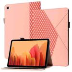 For Samsung Galaxy Tab A7 10.4 2020 T500/T505 Rhombus Skin Feel Horizontal Flip Tablet Leather Case with Card Slots & Holder(Rose Gold)