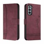 For Samsung Galaxy S22+ Retro Skin Feel Horizontal Flip Soft TPU + PU Leather Case(Wine Red)