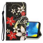 For Galaxy A10 / M10 3D Colored Drawing Horizontal Flip PU Leather Case with Holder & Card Slots & Wallet(Red Flower)