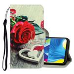 For Galaxy A20 / A30 3D Colored Drawing Horizontal Flip PU Leather Case with Holder & Card Slots & Wallet(Red Rose)