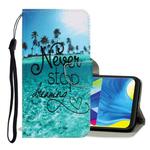 For Galaxy A20e 3D Colored Drawing Horizontal Flip PU Leather Case with Holder & Card Slots & Wallet(Blue Coconut Grove)