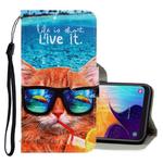 For Galaxy A40 3D Colored Drawing Horizontal Flip PU Leather Case with Holder & Card Slots & Wallet(Underwater Cat)