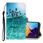 For Galaxy A50 3D Colored Drawing Horizontal Flip PU Leather Case with Holder & Card Slots & Wallet(Blue Coconut Grove)