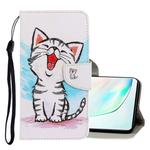 For Galaxy Note 10 3D Colored Drawing Horizontal Flip PU Leather Case with Holder & Card Slots & Wallet(Red Mouth Cat)