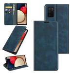 For Samsung Galaxy A03s 166mm Retro-skin Magnetic Suction Leather Case with Holder & Card Slots & Wallet(Dark Blue)