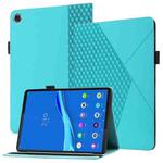 For Lenovo Tab M10 Plus Rhombus Skin Feel Horizontal Flip Tablet Leather Case with Card Slots & Holder(Lake Blue)