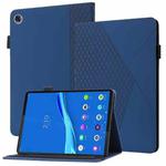 For Lenovo Tab M10 Plus Rhombus Skin Feel Horizontal Flip Tablet Leather Case with Card Slots & Holder(Blue)