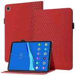 For Lenovo Tab M10 Plus Rhombus Skin Feel Horizontal Flip Tablet Leather Case with Card Slots & Holder(Red)