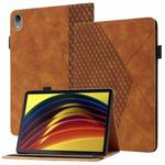 For Lenovo Tab P11 J606F Rhombus Skin Feel Horizontal Flip Tablet Leather Case with Card Slots & Holder(Brown)
