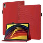 For Lenovo Tab P11 J606F Rhombus Skin Feel Horizontal Flip Tablet Leather Case with Card Slots & Holder(Red)