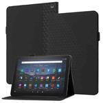 For Amazon Kindle Fire HD 10 2021 Rhombus Skin Feel Horizontal Flip Tablet Leather Case with Card Slots & Holder(Black)