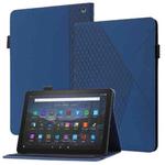 For Amazon Kindle Fire HD 10 2021 Rhombus Skin Feel Horizontal Flip Tablet Leather Case with Card Slots & Holder(Blue)