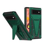 For Google Pixel 6 Super V Armor PC + TPU Shockproof Case with Holder(Dark Green)