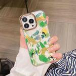 For iPhone 13 Glitter Powder Electroplating Flower Shockproof Phone Case(Yellow Leopard S2)