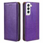 For Samsung Galaxy S22+ 5G Grid Texture Magnetic PU + TPU Horizontal Flip Leather Case with Holder & Card Slot(Purple)