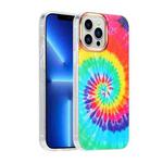 For iPhone 13 Glitter Powder Electroplating Color Marble Shockproof Phone Case(Rainbow Spiral C8)