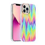 For iPhone 13 Pro Glitter Powder Electroplating Color Marble Shockproof Phone Case (Wave Rainbow C5)