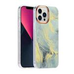 For iPhone 13 Pro Glitter Powder Electroplating Color Marble Shockproof Phone Case (White C6)