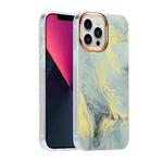 For iPhone 12 Pro Max Glitter Powder Electroplating Color Marble Shockproof Phone Case(White C6)