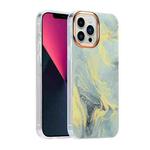 For iPhone 11 Pro Max Glitter Powder Electroplating Color Marble Shockproof Phone Case (White C6)