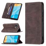 For OPPO A15 Magnetic RFID Blocking Anti-Theft Leather Case with Holder & Card Slots & Wallet(Brown)