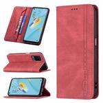 For OPPO A54 4G Magnetic RFID Blocking Anti-Theft Leather Case with Holder & Card Slots & Wallet(Red)