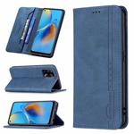 For OPPO A74 4G / F19 4G Magnetic RFID Blocking Anti-Theft Leather Case with Holder & Card Slots & Wallet(Blue)