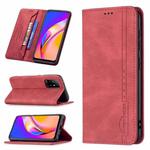 For OPPO A94 5G/F19 Pro Plus/Reno5 Z 5G Magnetic RFID Blocking Anti-Theft Leather Case with Holder & Card Slots & Wallet(Red)