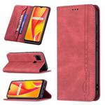 For OPPO Realme C15 / C12 / C25 Magnetic RFID Blocking Anti-Theft Leather Case with Holder & Card Slots & Wallet(Red)